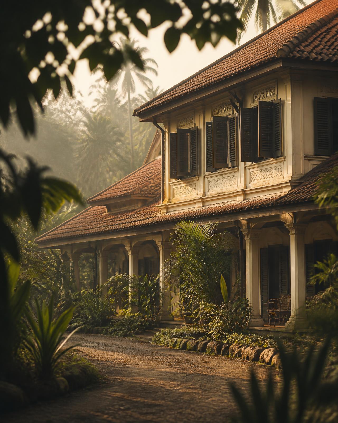 Heritage Malaysian family property at golden hour
